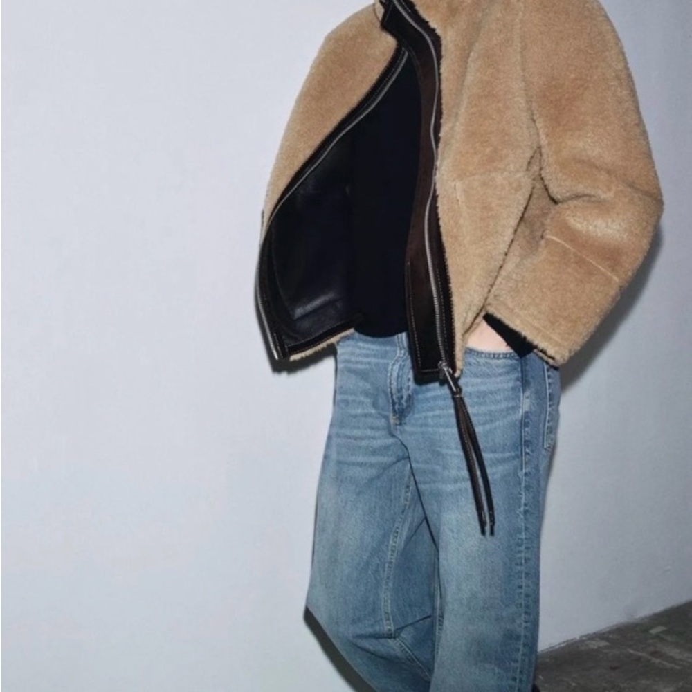 Zara ZW collection faux shearling double-faced jacket